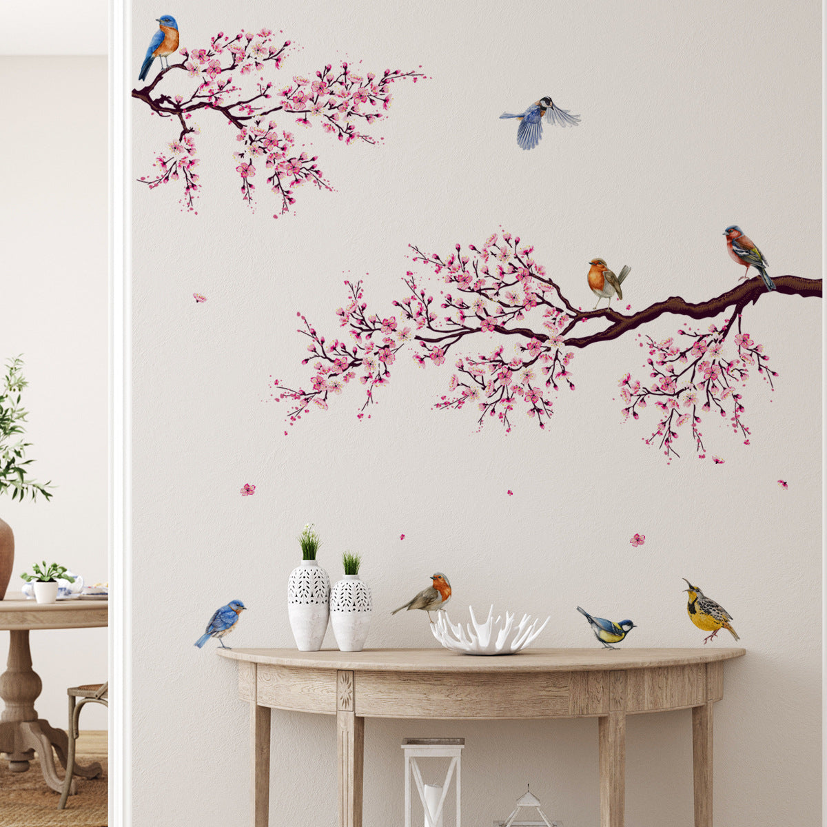 Green Plants and Flowers Series Bird Wall Decals